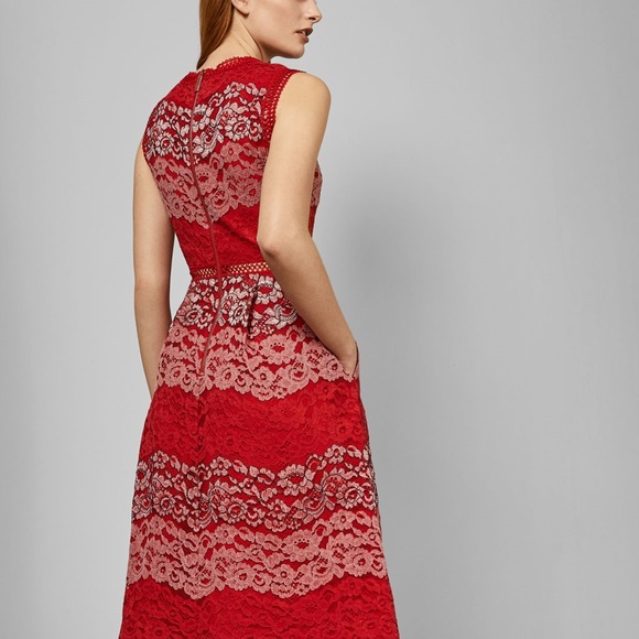 NWOT Ted Baker color block lace dress sz 3, 8US - Picture 7 of 7